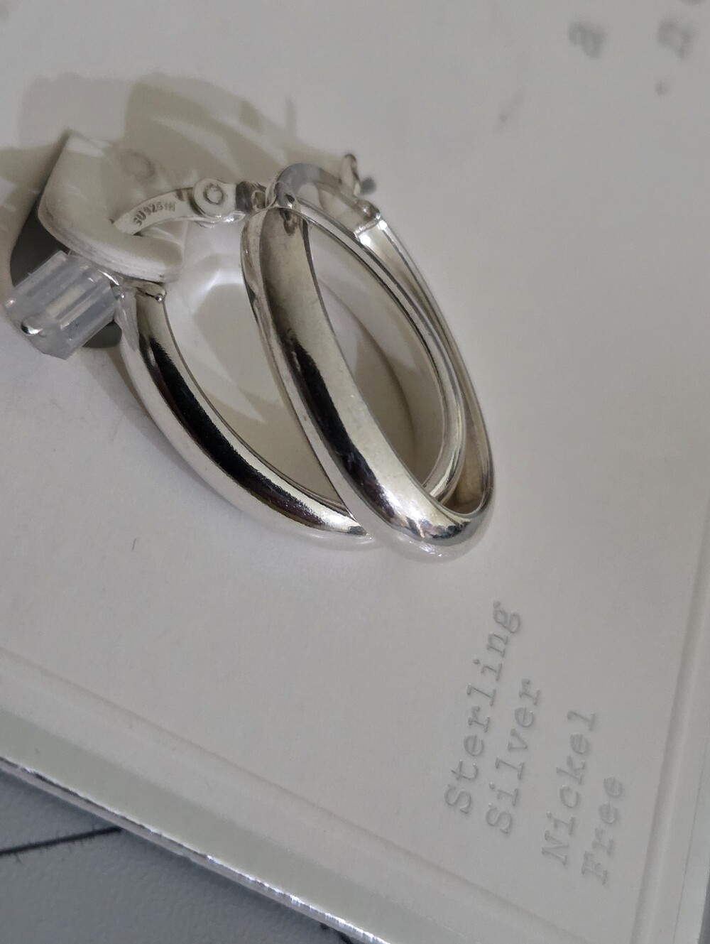 a.new.day Silver Oval Hoop Earrings Sterling Silver Nickel Free NEW